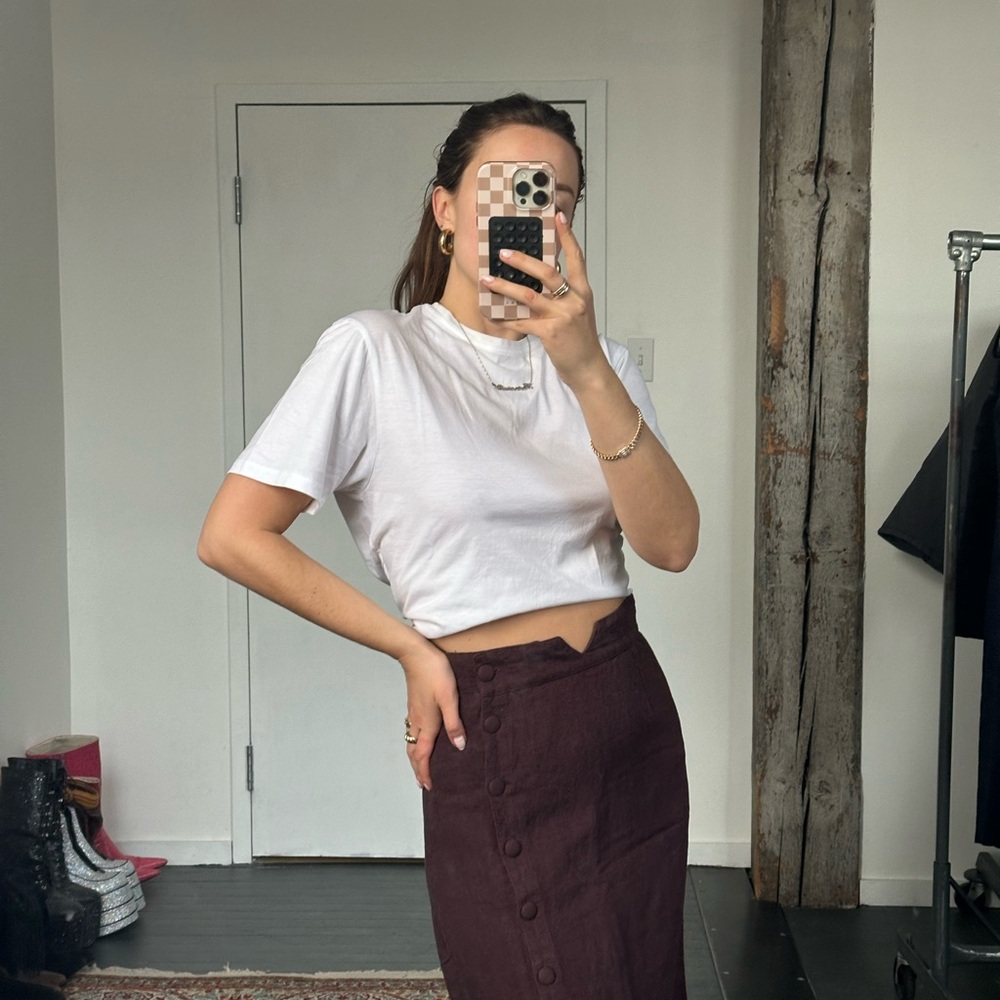 Midi Button-Front Linen Skirt, size M - Picture 2 of 6
